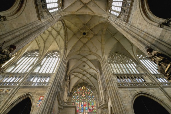 Prague castle, Gothic Metropolitan Cathedral of Saints Vitus, Wenceslas and Adalbert, Ceiling, Prague, Czech Republic, Europe