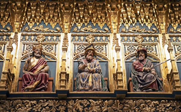 Royal figures in the Hall of Kings or Hall of Parliaments in the Alcazar, Segovia, province of Segovia, Castile and Leon, Spain, Europe