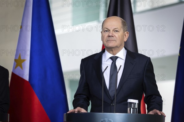 Olaf Scholz, Federal Chancellor, and Ferdinand Marcos Jr (not pictured), President of the Republic of the Philippines, at a joint meeting in Berlin, 12 March 2024