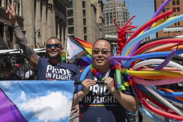 Detroit, Michigan USA, 9 June 2024, Gay, lesbian, bisexual, and transgender activists and their allies marched for equality in the Motor City Pride parade. Delta Airlines flight attendants joined the parade