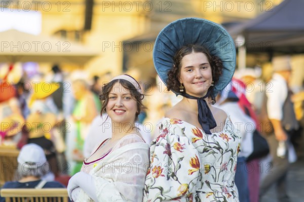 Dresden celebrated the 250th birthday of Caspar David Friedrich with a birthday party and a big city bet between Greifswald and Dresden, The Romantic's Duell. In Dresden 2033 people appeared in disguise and in Greifswald 2241, so Greifswald won the bet, city bet on the Neumarkt, Düll der Romantiker, Dresden, Saxony, Germany, Europe