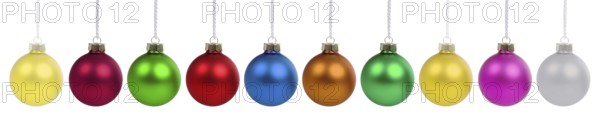 Christmas baubles Christmas decoration many baubles ball in a row freestanding in Stuttgart, Germany, Europe
