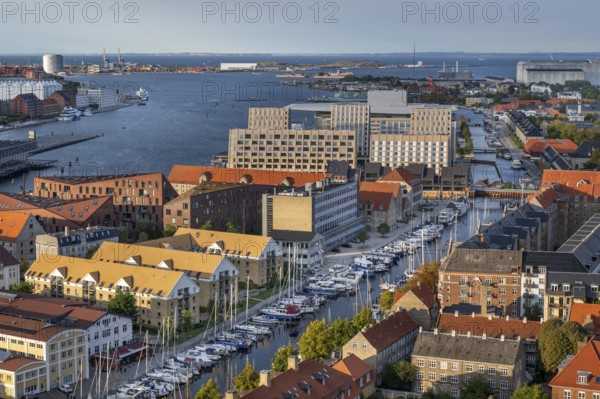 View from the Vor Frelsers Kirke to the Christianshavn Canal and the neighbourhoods Christianshavn, Gammelholm, Østerport and Nordhavn, Copenhagen, Denmark, Europe