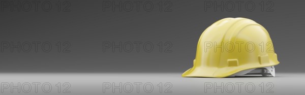 Yellow safety hard hat on a gradated background banner with room for text or graphics