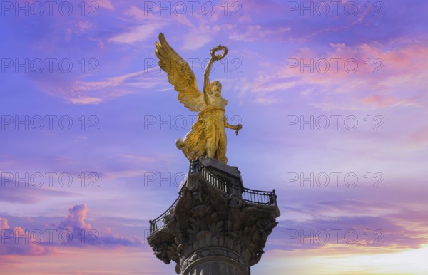 Mexico City, Mexico, 2 June, 2023: Mexico City tourist attraction Angel of Independence column near financial center and El Zocalo, Central America