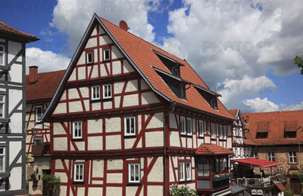 Half-timbered house in the old town centre, Schlitz, small town in the east of the Vogelsberg district in central Hesse, Hesse, Germany, Europe