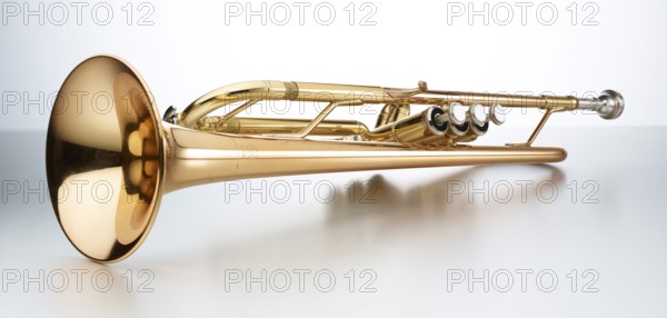 Trumpet in front of a white background, studio shot