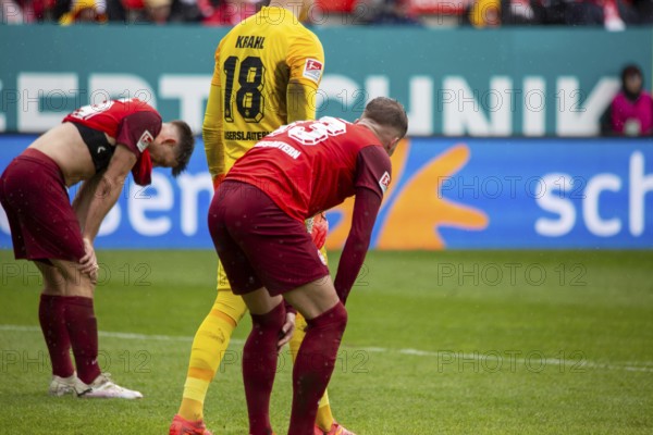 20.04.2024, Football 2nd Bundesliga, Season 2023/24, Matchday 30: 1. FC Kaiserslautern vs SV Wehen Wiesbaden (1:1) . Great disappointment among the Kaiserslautern players after the final whistle. The draw in the relegation duel feels like a defeat