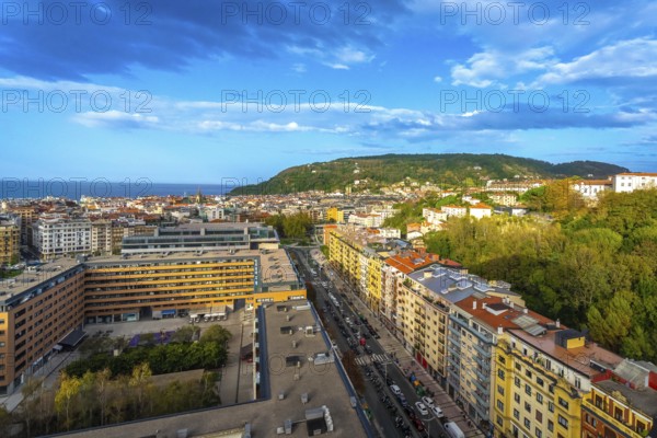 Aerial view from the balconies of San Sebastian, Donostia, in the Egia district, Basque Country