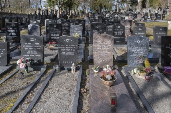 New graves at the Israeli cemetery, inaugurated in 1882, Werner-von Siemens Str. 2, Würzburg, Lower Franconia, Bavaria, Germany, Europe