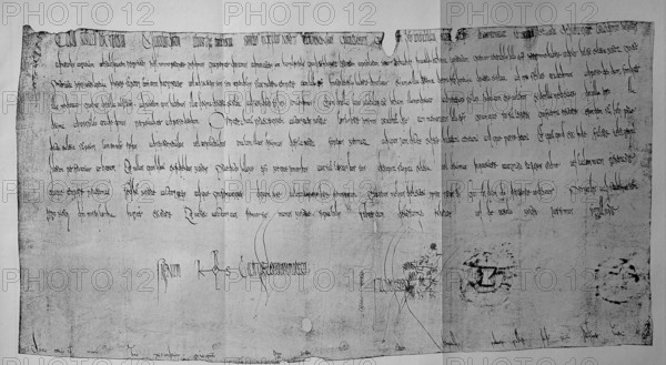 Facsimile of a document by Charlemagne dated 13 March 779, historical, digital reproduction of an original from the 19th century