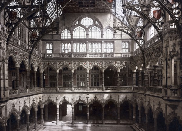 The Stock Exchange, Interior view, Anvers, France, Historical, digitally restored reproduction from a 19th century original, Record date not stated, Europe