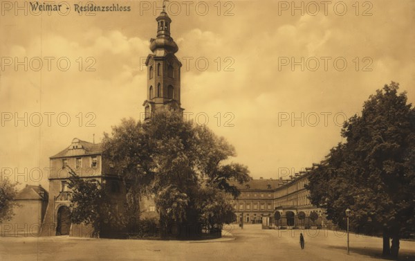 Historical postcard, picture postcard, Residenzschloß in Weimar, Thuringia, Germany, digitally enhanced reproduction of an original from around 1900, picture postcard, Europe