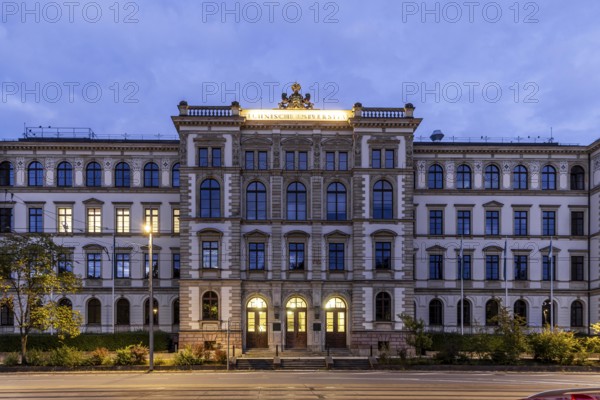 Main building of the Technical University. City view of Chemnitz, Saxony, Germany, Europe