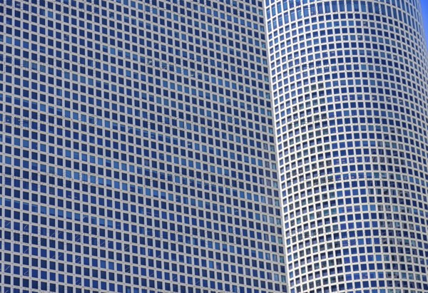 Tel Aviv, Israel, 17 April, 2022: Tel Aviv financial business district skyline includes shopping malls and high tech offices, Asia