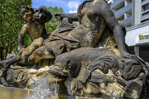Western Nymph Fountain on the Neustädter Markt in Dresden, Saxony, Germany, for editorial use only, Europe