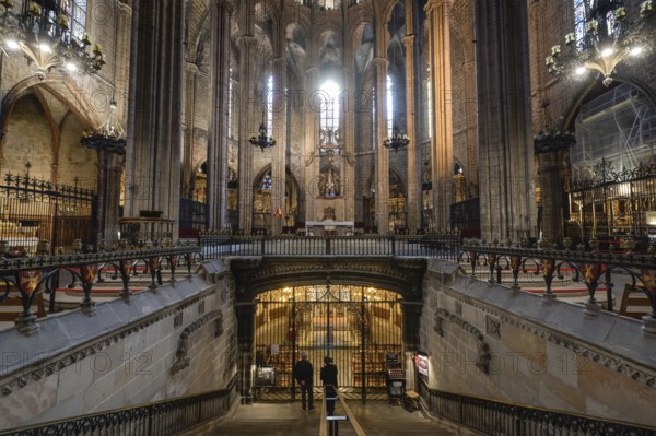 Crypt of St Eulalia under the high choir, Cathedral, Catedral de la Santa Creu i Santa Eulalia, Barcelona, Catalonia, Spain, Europe