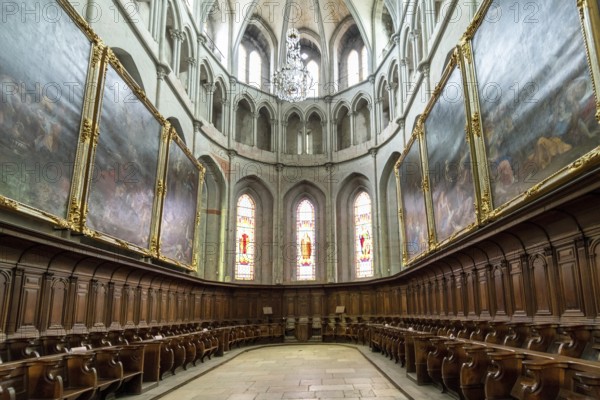 Saint-Antoine l'Abbaye labeled Les Plus Beaux Villages de France. Interior of the Abbey Church built from the 12th to the 15th century. Isere. Auvergne-Rhone-Alpes. France