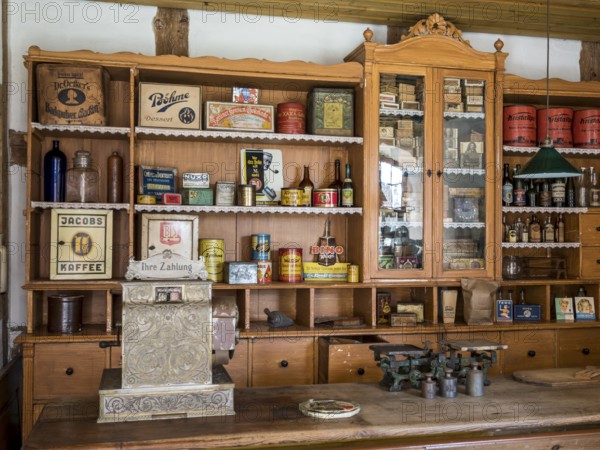 Exhibition of a traditional small shop, fortress Dömitz, Germany, Europe