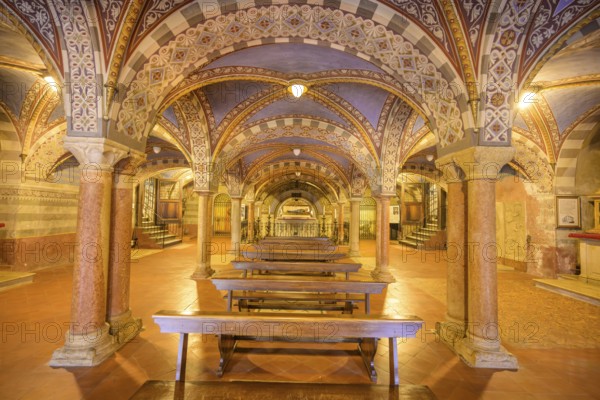 View of the altar of St Omobona in the crypt, Cathedral of Santa Maria Assunta, Cremona, Province of Cremona, Italy, Europe