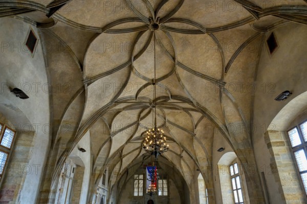 Prague Castle, Old Royal Palace, Vladislav Hall and ceiling, Prague, Czech Republic, Europe