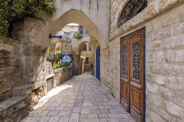 Israel, Tel Aviv Namal Yafo historic Old Jaffa port with art galleries, boutiques and old houses, Asia