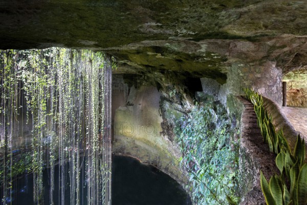 Ik Kil Cenote located in the northern center of the Yucatan Peninsula, a part of the Ik Kil Archeological Park near Chichen Itza