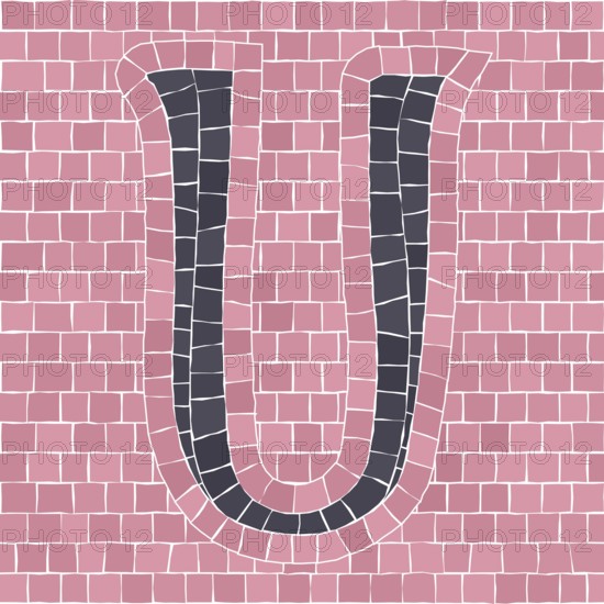 Mosaic tiles letter U. EPS 10 editable flat design vector seamless horizontal pattern