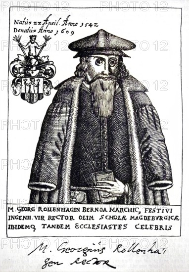 Georg Rollenhagen, 22 April 1542, 20 May 1609, was a German writer, playwright, pedagogue and preacher, digital reproduction of an original from the 19th century