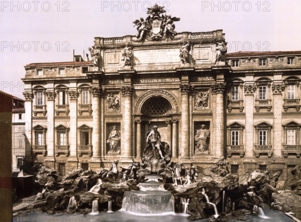 Trevi-Brunnen, Rom, Italien / Fountain of Trevi, Rome, Italy, Historic, digitally restored reproduction from a 19th century original, 1880, Record date not stated, Europe