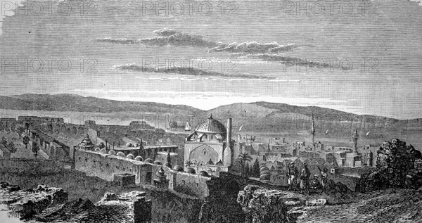 Acre or Akko, in antiquity also Ptolemais, Akers, Acre, Accho, Acco, Hacco and St. Jean d'Acre, an old harbour town in the northern district of Israel in Galilee, formerly Syria, 1880, Historical, digital reproduction of an original from the 19th century