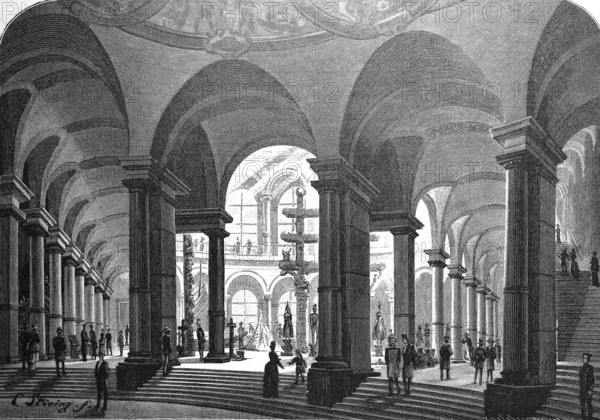The atrium of the Königliches Museum für Völkerkunde in Berlin, Germany, 1887, Historical, digital reproduction of an original from the 19th century, Europe