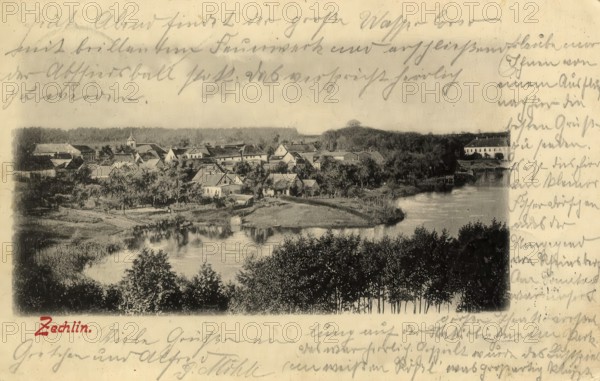 Historical postcard, picture postcard, Zechlin in Pomerania, today Zychlin, Poland, digitally enhanced reproduction of an original from around 1900, picture postcard, Europe