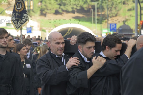 Good Friday procession, bearer of a processional altar, Costaleros, Malaga, Spain, Europe