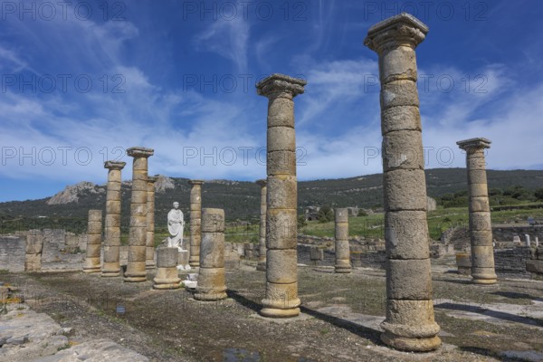 Basilica with Trajan statue, Baelo Claudia Archaeological Museum, Cádiz, Spain, Europe