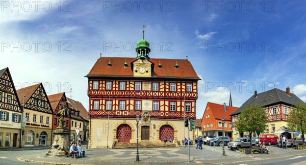 Market square and town hall Bad Staffelstein, Bavaria, Germany, Europe