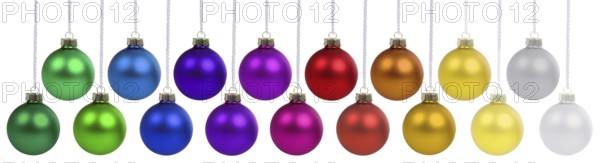 Christmas baubles hanging jewellery collection banner Christmas baubles decoration freestanding isolated in Stuttgart, Germany, Europe