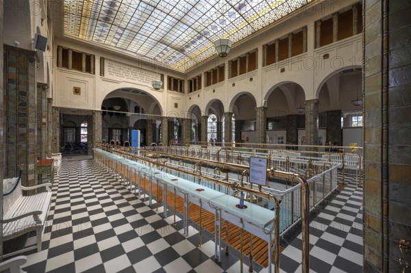 Historic fountain hall with glass dome, inaugurated in 1842, replaced by a new building in 1911, Bad Kissingen, Lower Franconia, Bavaria, Germany, Europe