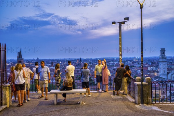 Viewing terrace at Castel San Pietro, Verona, Veneto, Italy, Europe
