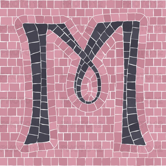 Mosaic tiles letter M. EPS 10 editable flat design vector seamless horizontal pattern