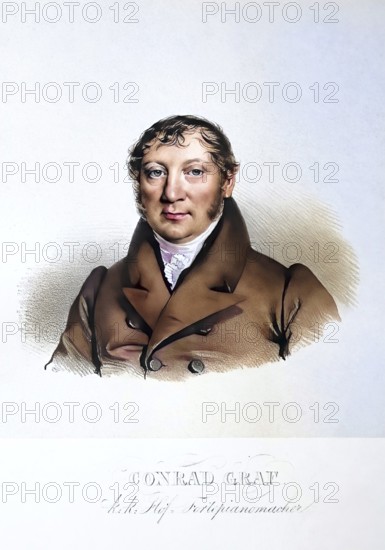 Conrad Graf, 17 November 1782, 18 March 1851, was a German-Austrian piano maker, Historic, digitally restored reproduction from a 19th century original, Record date not stated
