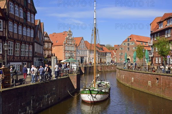 Europe, Germany, Lower Saxony, Stade, Hamburg Metropolitan Region, Hanseatic City, Hanseatic Harbour, View to the Water West, Ever Willi, Hamburg, Hamburg, Federal Republic of Germany, Europe