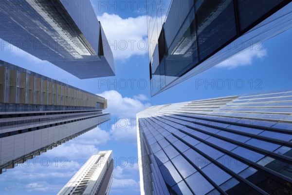 Israel, Tel Aviv financial business district skyline with shopping malls and high tech offices, Asia