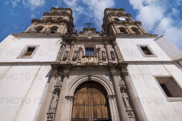 Mexico, Catholic church of Cathedral Basilica of Durango in colonial historic city center located opposite Durango central square Plaza de Armas, Central America