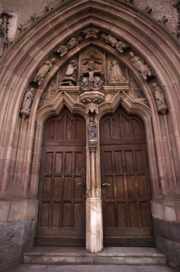 Entrance portal, Tor tor, door, Hospital Church of the Holy Spirit, Merano, Merano, South Tyrol, Autonomous Province of Bolzano, Italy, Europe