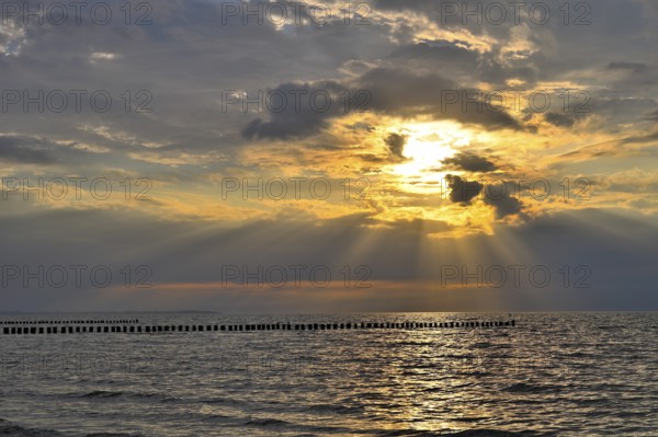 Sunset on the beach of Poel Island, Mecklenburg-Western Pomerania, Germany, Europe