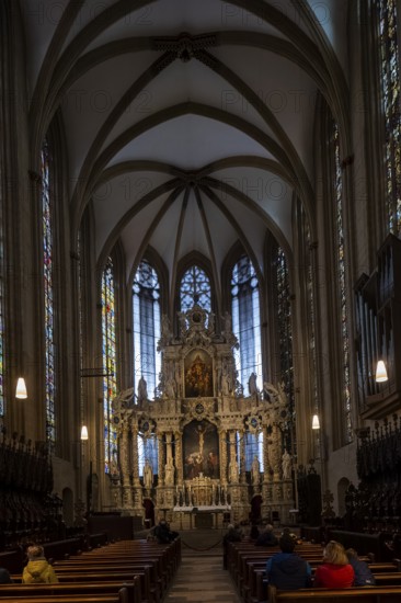 St Mary's Cathedral interior view, the high altar from 1697 in the Gothic choir, Erfurt, Thuringia, Germany, Europe