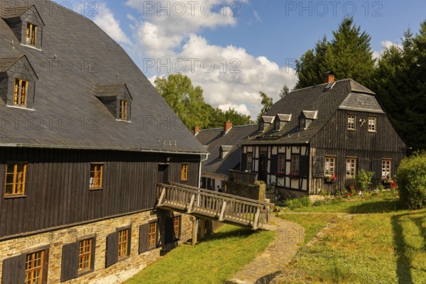 The Siebenschlehner Pochwerk is a listed pochwerk in the Neustädtel district of Schneeberg. It was an important tool for processing the cobalt, silver and nickel ores found and mined in this area of the Ore Mountains, Schneeberg, Schneeberg, Saxony, Germany, Europe