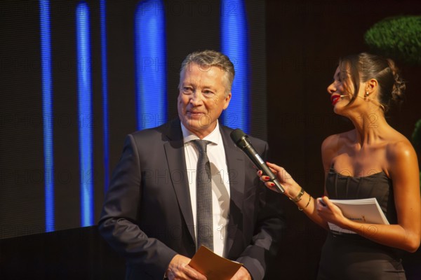Rose garden Mannheim: Award Night 2024 / Rhine-Neckar Sport Award. Picture: Harold Kreis (coach of the German national ice hockey team) and Lea Wagner (presenter, ARD)