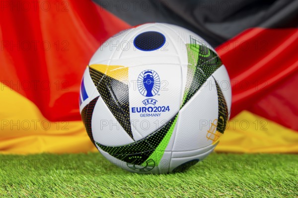 Close-up of the official match ball of UEFA EURO 2024: The 2024 European Football Championship will take place in Germany from 14 June 2024 to 14 July 2024